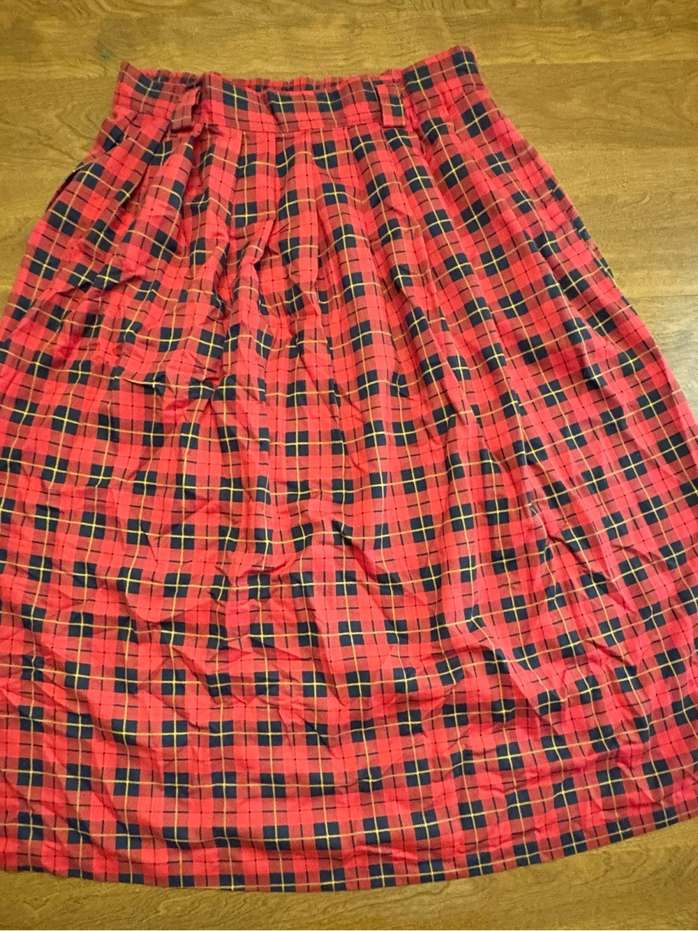 Briggs New York Red Plaid Midi Skirt vintage